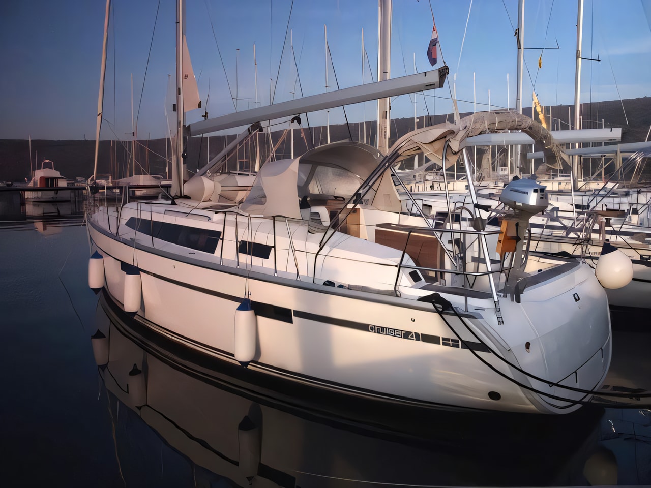 Exterior overview of Bavaria Cruiser 41 sail boat for charter from Krk Marina Punat in the Istria / Kvarner sailing area Croatia