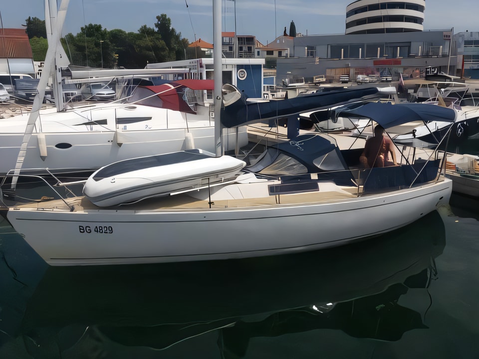 Exterior overview of Elan Express sail boat for charter from Biograd Kornati in the Zadar sailing area Croatia