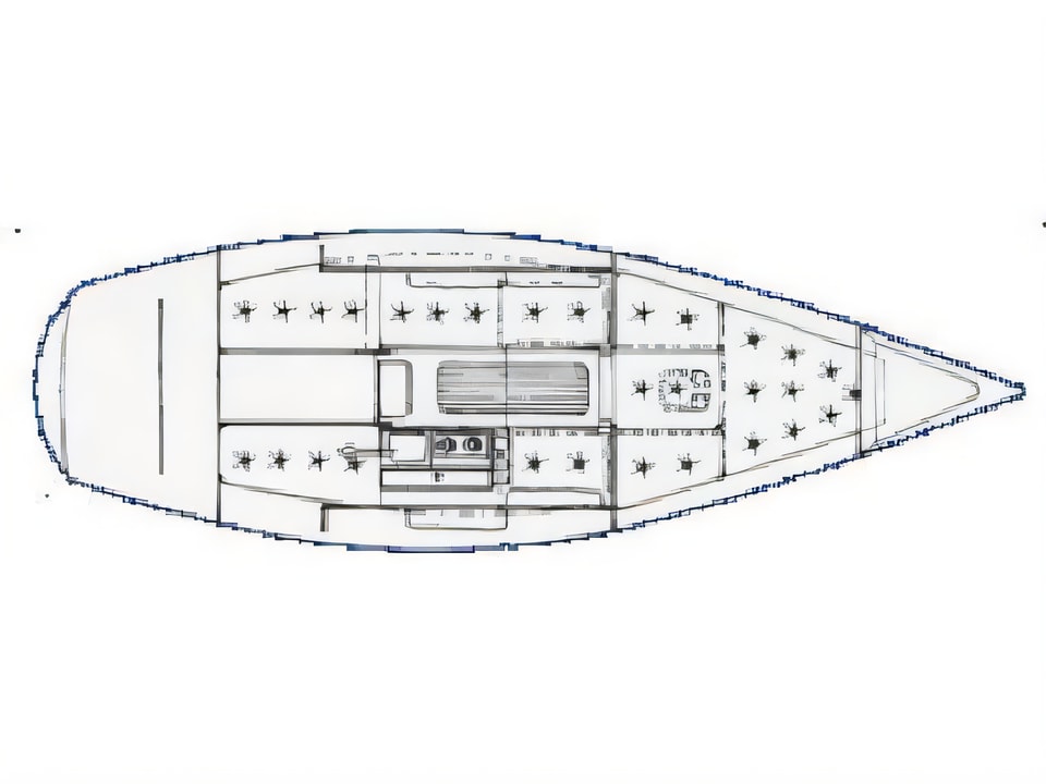 Layout of Elan Express sail boat with 1 cabins Croatia yacht charter
