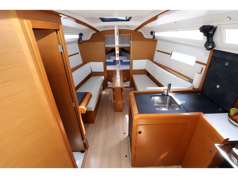 Interior of Sun Odyssey 349 sail boat with 3 cabins Croatia yacht charter