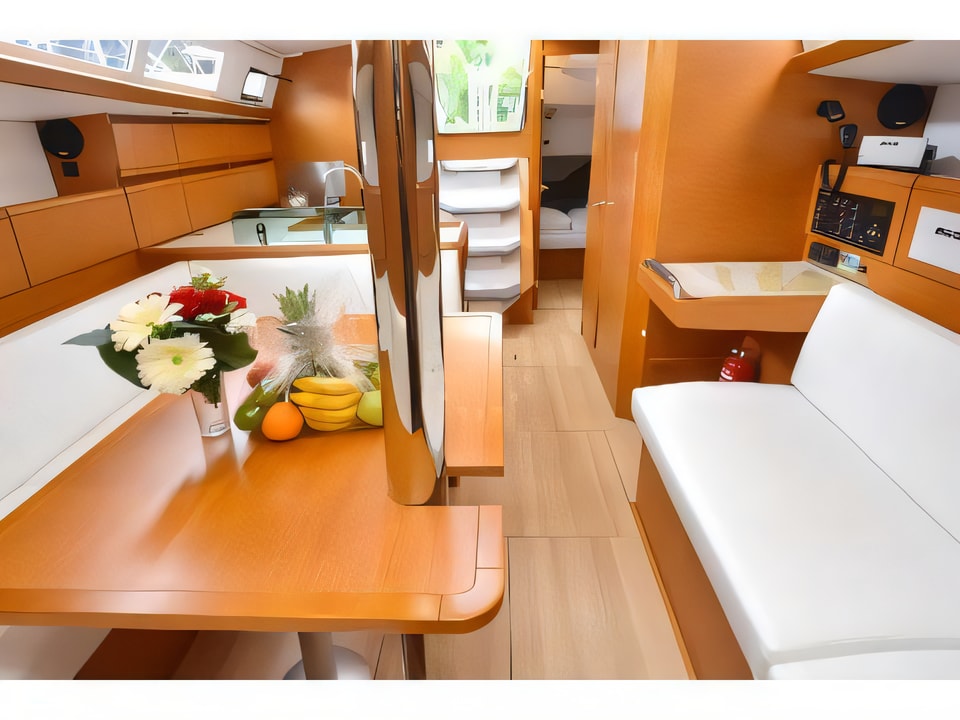 Interior of Sun Odyssey 389 sail boat with 3 cabins Croatia yacht charter
