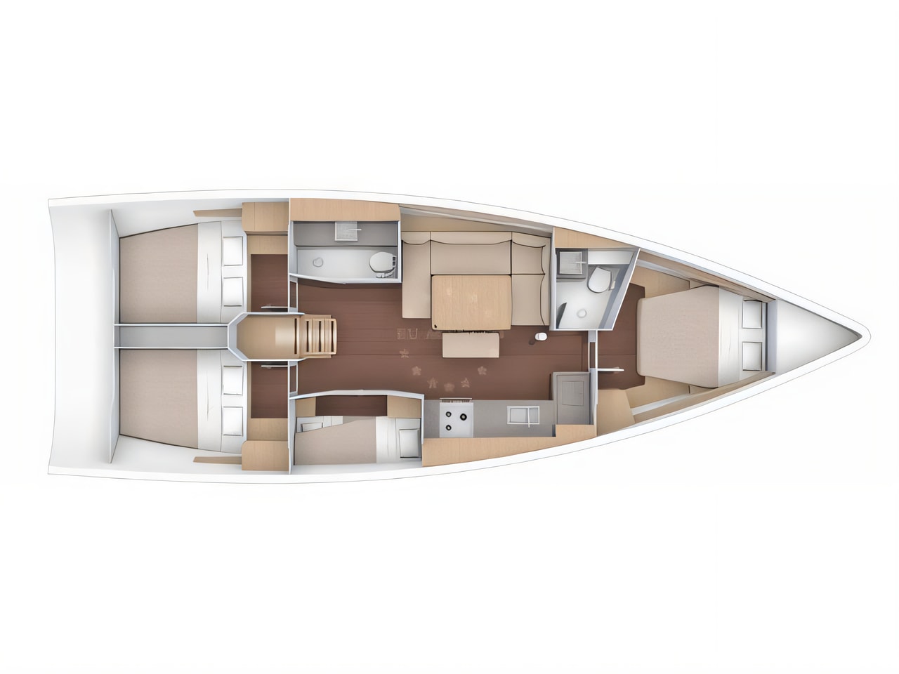 Interior of Dufour 430 sail boat with 4 cabins Croatia yacht charter