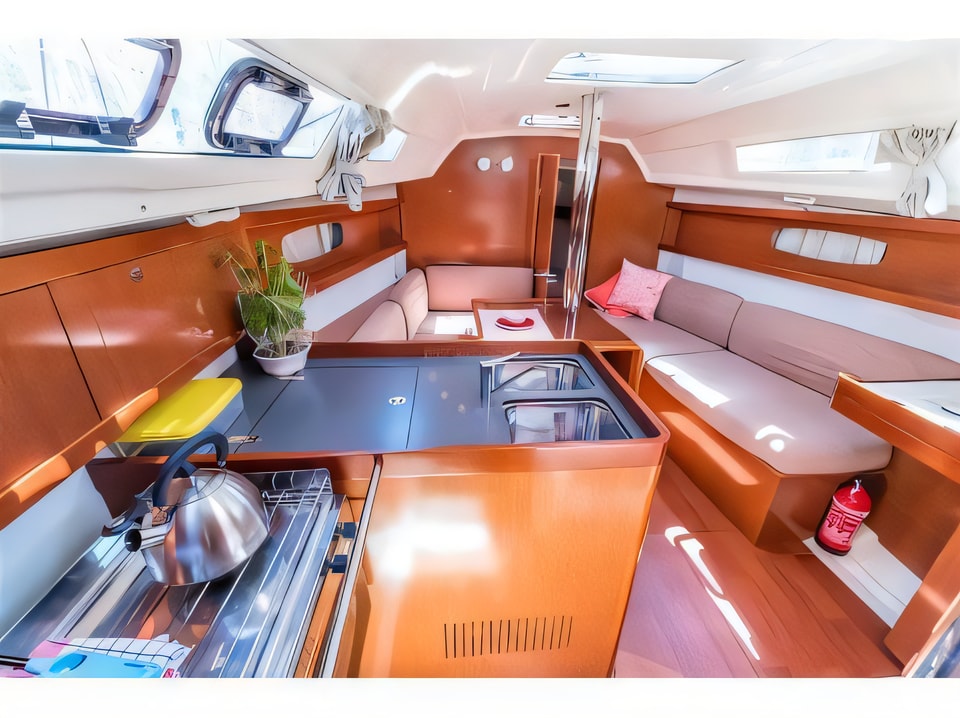 Interior of Oceanis 31 sail boat with 2 cabins Croatia yacht charter