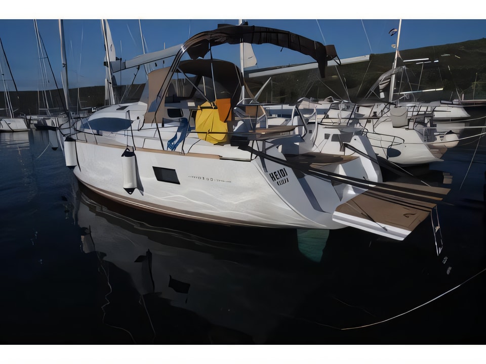 Exterior overview of Elan 45 Impression sail boat for charter from Krk Marina Punat in the Istria / Kvarner sailing area Croatia