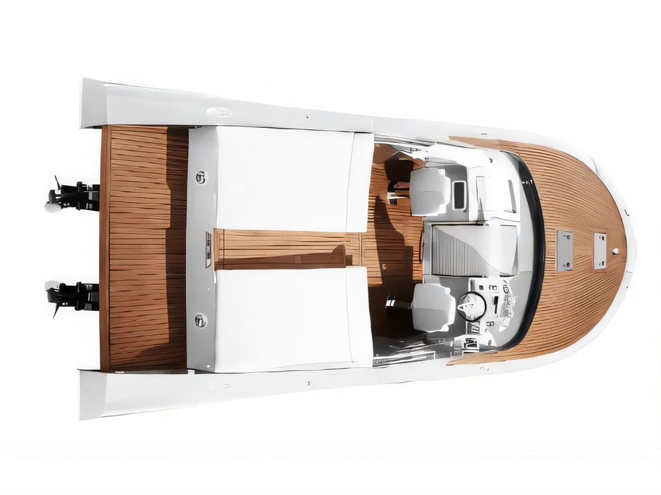 Layout of Frauscher 1017 GT motor boat with 1 cabins Croatia yacht charter