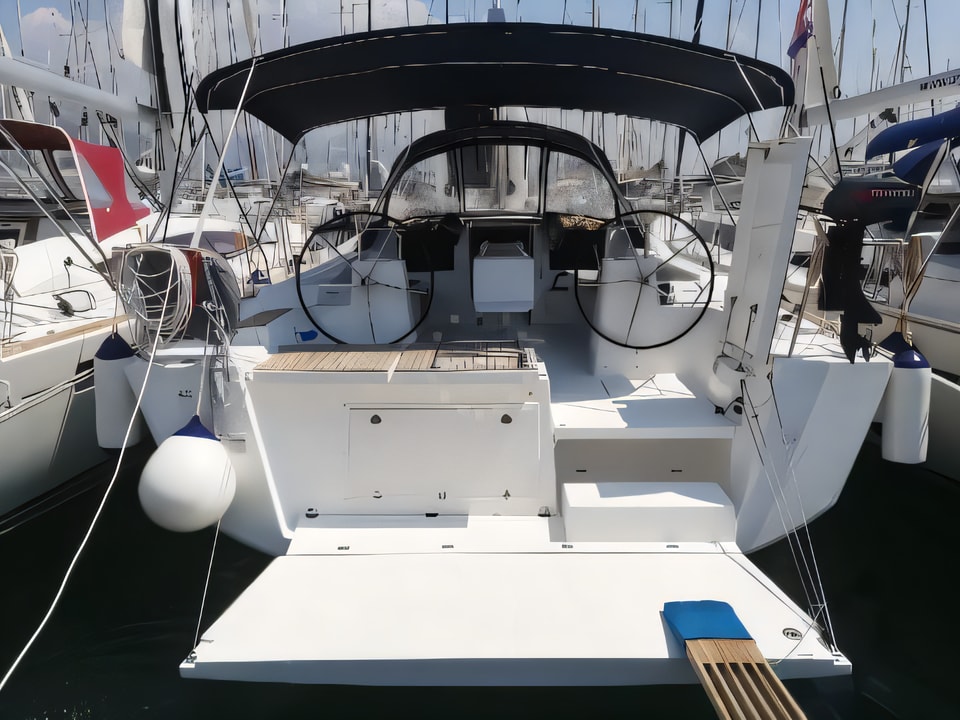 Exterior overview of Dufour 460 Grand Large sail boat for charter from Kastela Gomilica Marina in the Split sailing area Croatia