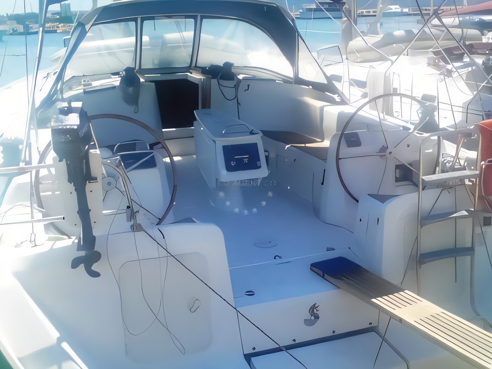 Exterior overview of Cyclades 50.5 sail boat for charter from Sukosan Marina Dalmacija in the Zadar sailing area Croatia