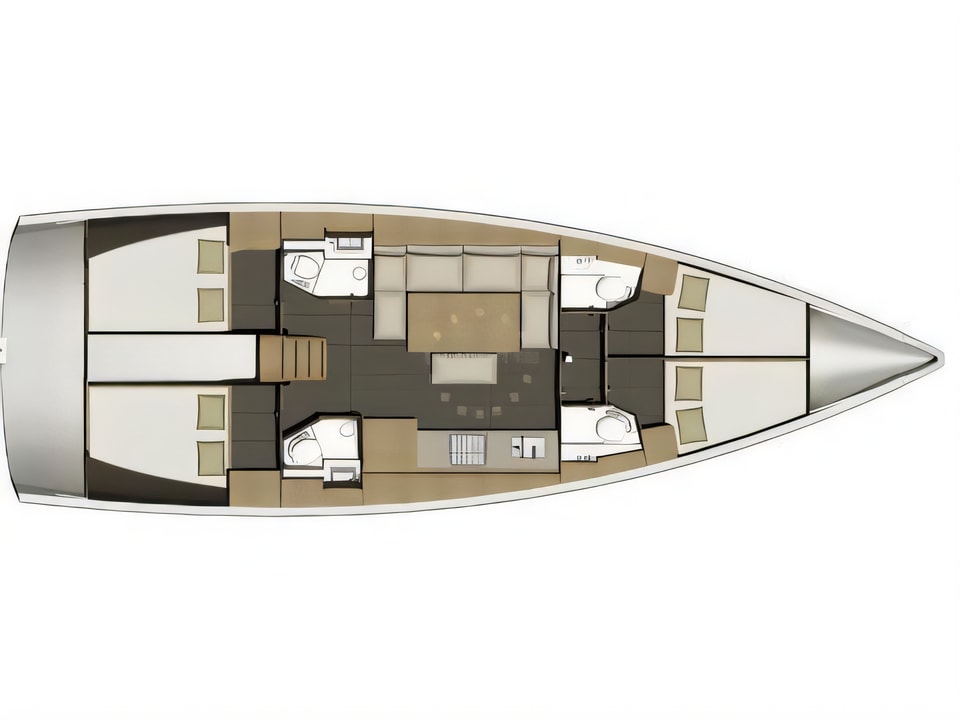 Layout of Dufour 460 Grand Large sail boat with 4 cabins Croatia yacht charter