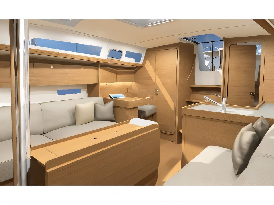 Interior of Dufour 360 Grand Large sail boat with 3 cabins Croatia yacht charter
