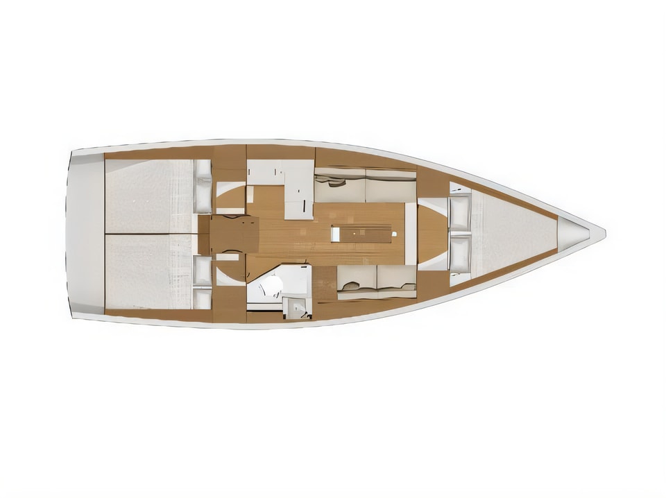 Layout of Dufour 360 Grand Large sail boat with 3 cabins Croatia yacht charter