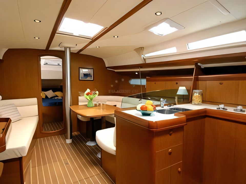 Interior of Sun Odyssey 42i sail boat with 3 cabins Croatia yacht charter