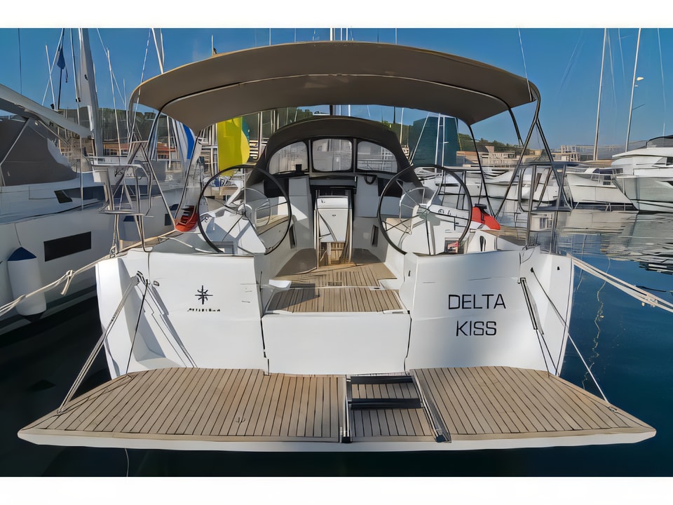 Exterior overview of Sun Odyssey 389 sail boat for charter from Split ACI Marina in the Split sailing area Croatia