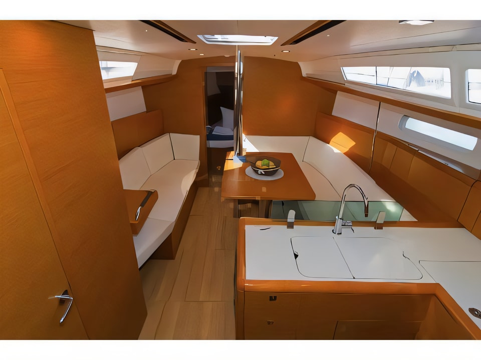 Interior of Sun Odyssey 389 sail boat with 3 cabins Croatia yacht charter