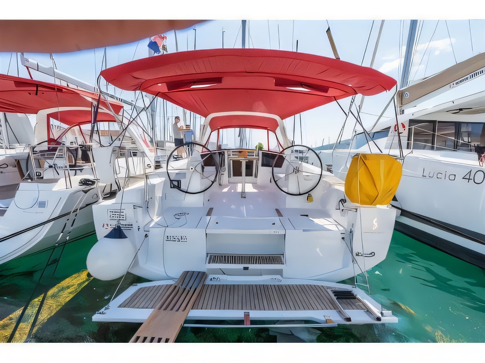Exterior overview of Oceanis 38 sail boat for charter from Split ACI Marina in the Split sailing area Croatia