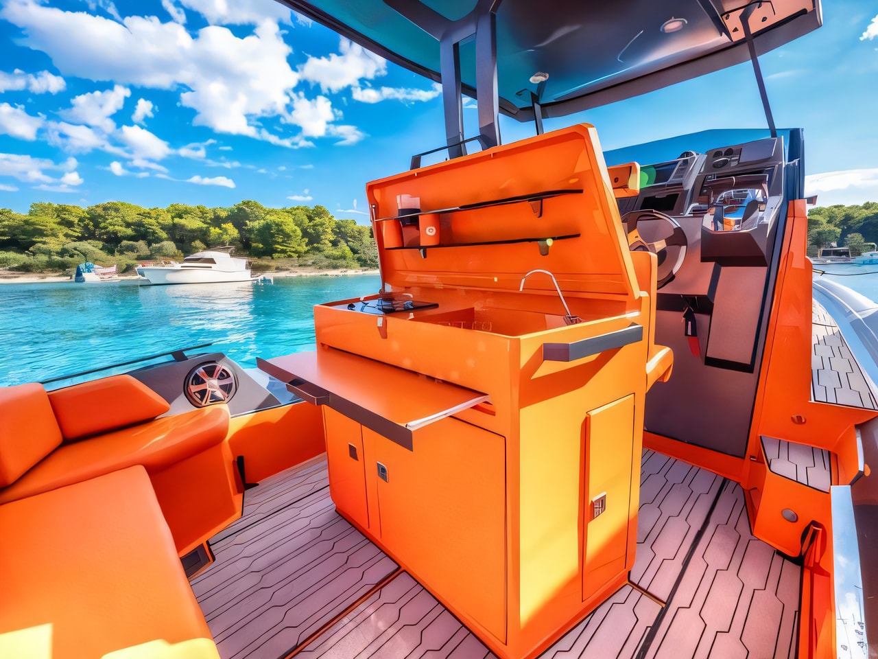 Layout of Veli 10 motor boat with 1 cabins Croatia yacht charter