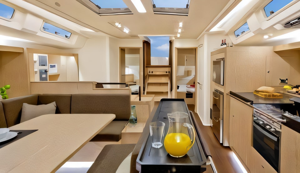 Interior of Hanse 575 sail boat with 3 cabins Croatia yacht charter