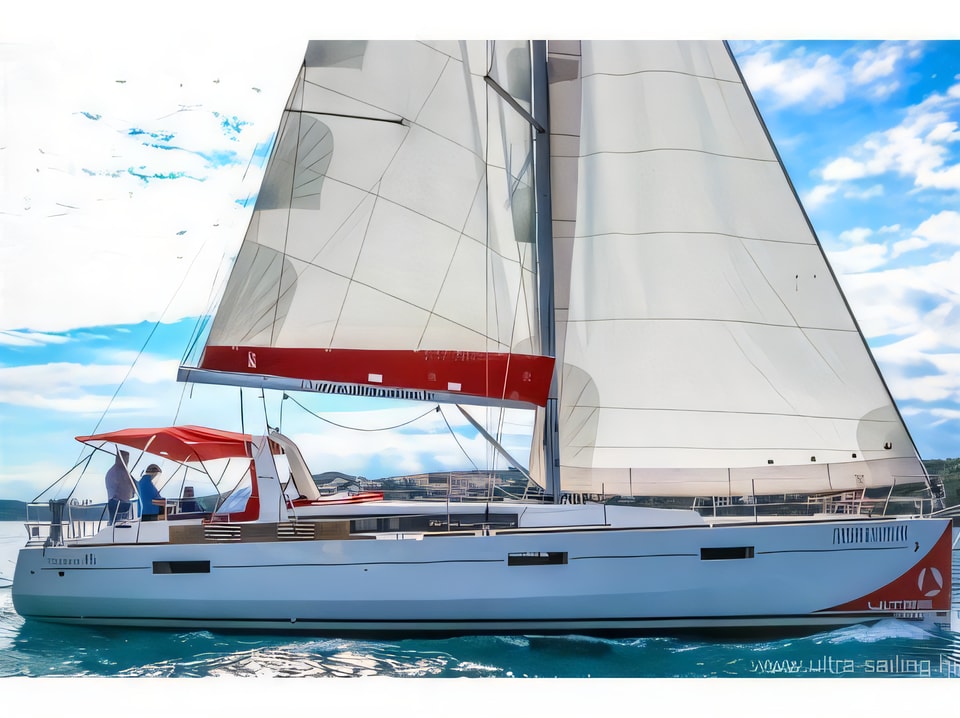 Exterior overview of Oceanis 45 sail boat for charter from Dubrovnik ACI Marina in the Dubrovnik sailing area Croatia