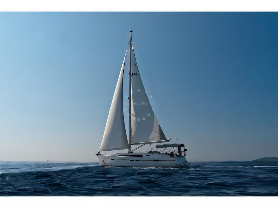 Exterior overview of Bavaria 46 CN sail boat for charter from Murter Marina Hramina in the Sibenik sailing area Croatia