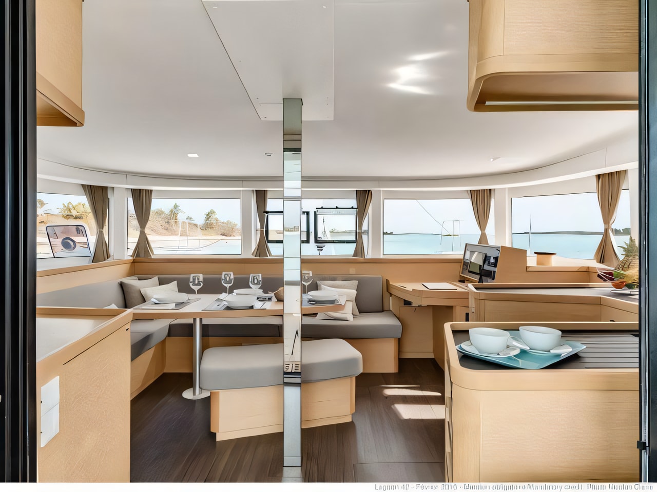 Layout of Lagoon 42 owner version catamaran with 3 cabins Croatia yacht charter