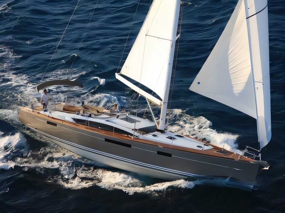Exterior overview of Jeanneau 57 sail boat for charter from Sibenik Marina Mandalina in the Sibenik sailing area Croatia