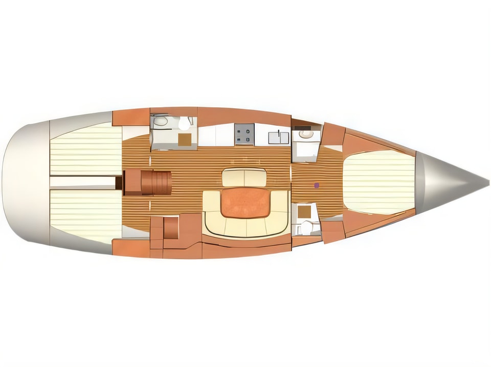 Layout of Dufour 455 / 3cab. / RM sail boat with 3 cabins Croatia yacht charter