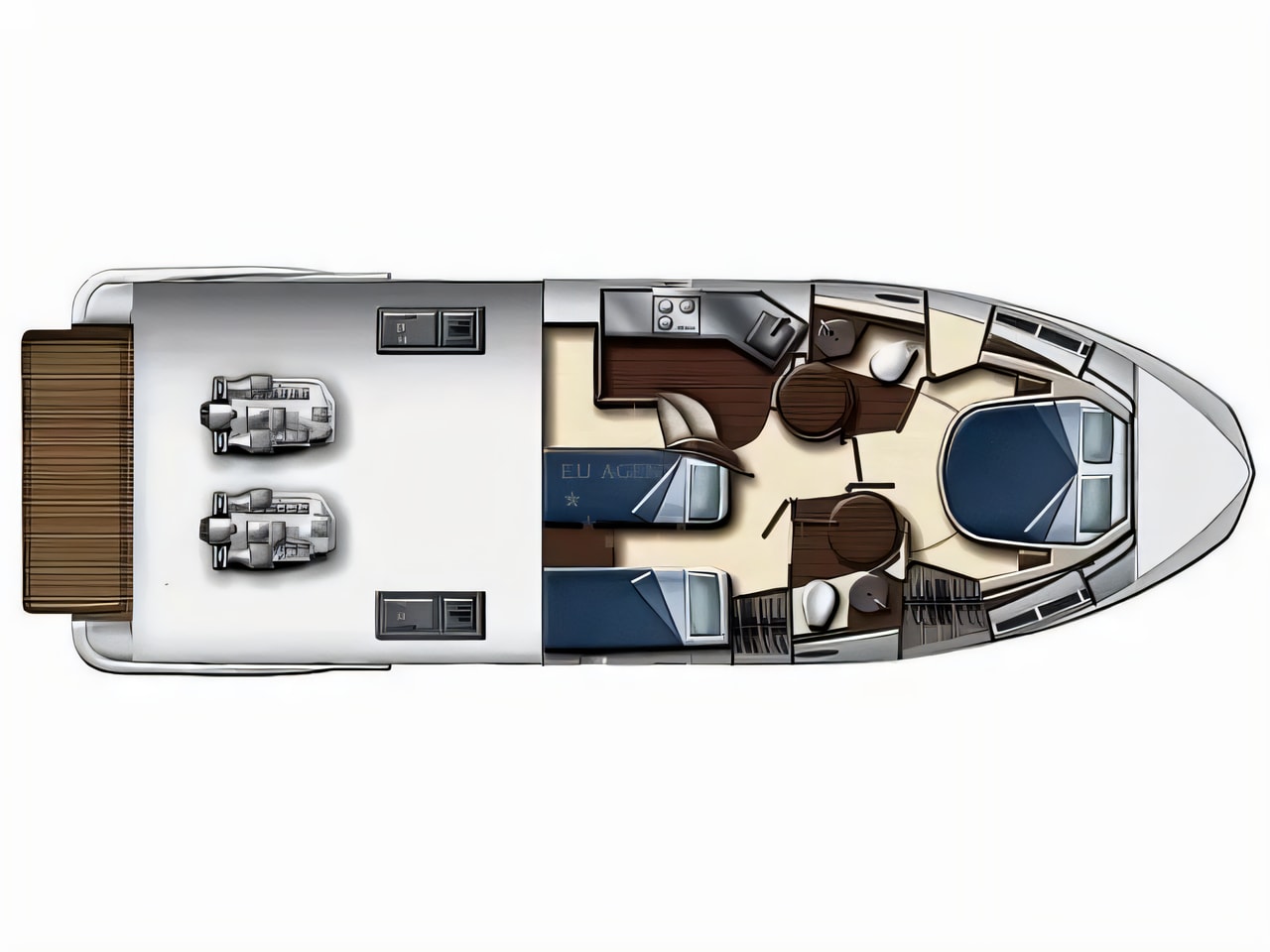 Interior of Azimut 43 S motor boat with 2 cabins Croatia yacht charter