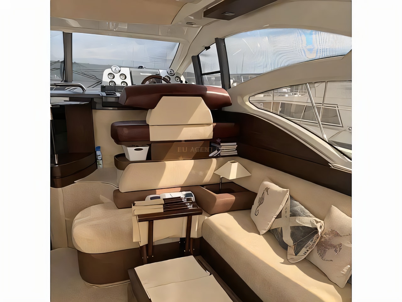 Layout of Azimut 43 S motor boat with 2 cabins Croatia yacht charter