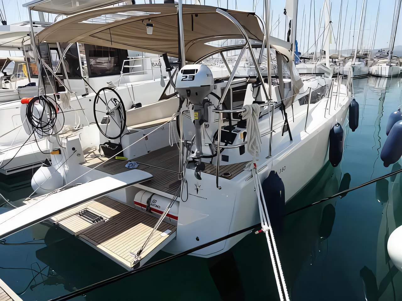 Exterior overview of Sun Odyssey 380 sail boat for charter from Kastela Gomilica Marina in the Split sailing area Croatia