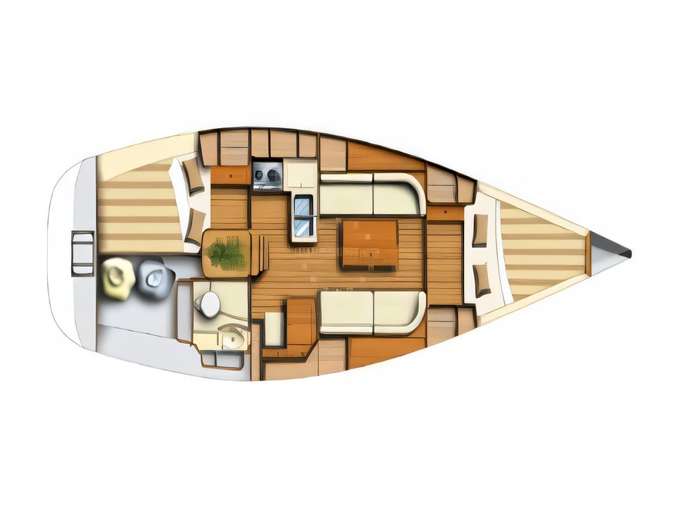 Layout of Dufour 34 Performance sail boat with 2 cabins Croatia yacht charter