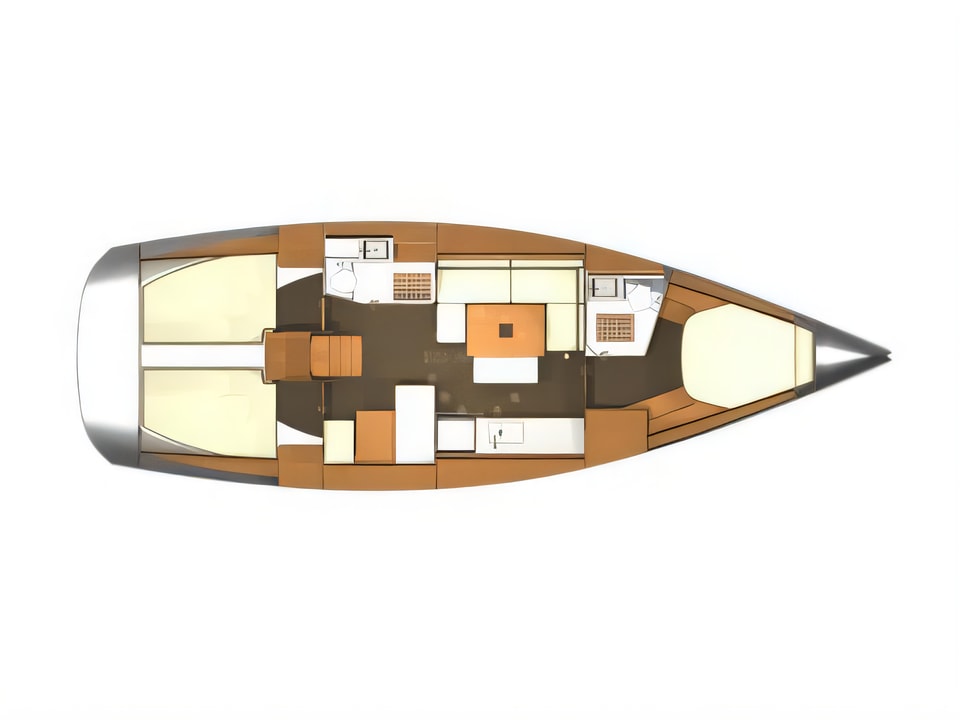 Layout of Dufour 405 Grand Large sail boat with 3 cabins Croatia yacht charter