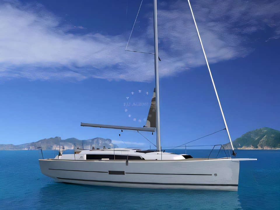 Exterior overview of Dufour 360 Grand Large sail boat for charter from Mali Losinj in the Istria / Kvarner sailing area Croatia