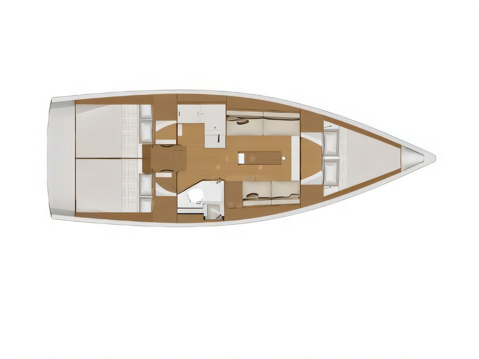 Layout of Dufour 360 Grand Large sail boat with 3 cabins Croatia yacht charter