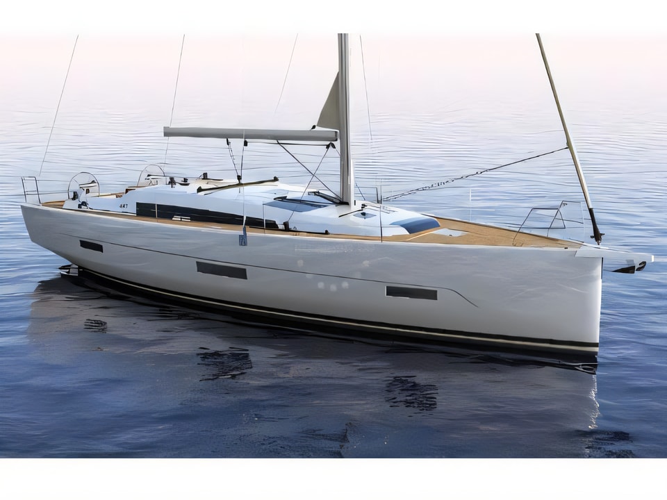 Exterior overview of Dufour 430 Grand Large sail boat for charter from Pula Tehnomont Marina Veruda in the Istria / Kvarner sailing area Croatia