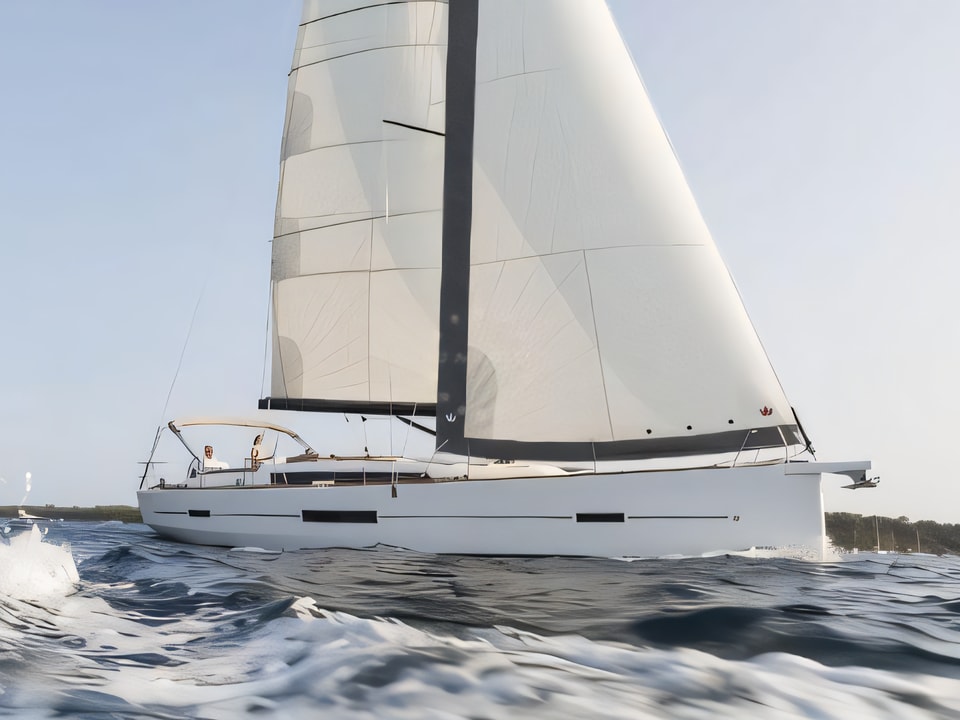 Exterior overview of Dufour 520 Grand Large sail boat for charter from Primosten Marina Kremik in the Sibenik sailing area Croatia