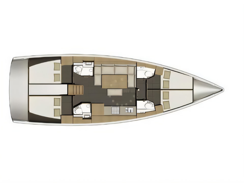 Layout of Dufour 460 Grand Large sail boat with 4 cabins Croatia yacht charter