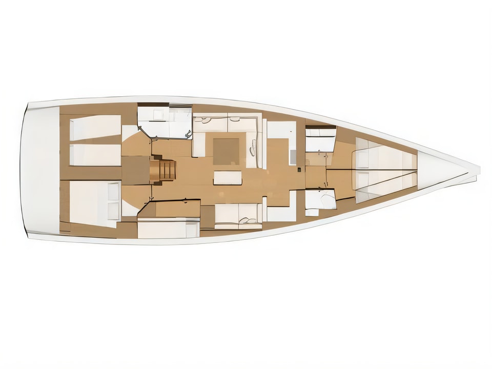 Layout of Dufour 520 Grand Large sail boat with 5 cabins Croatia yacht charter