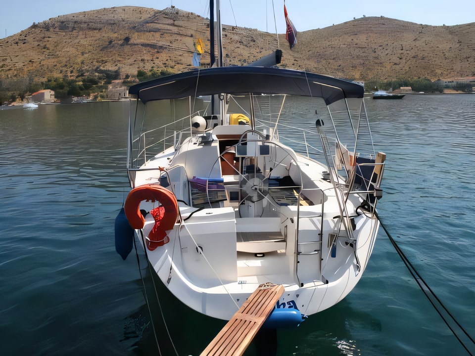 Exterior overview of Elan 333 sail boat for charter from Biograd Kornati in the Zadar sailing area Croatia