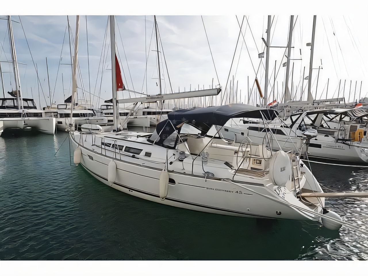 Exterior overview of Sun Odyssey 45 sail boat for charter from Sukosan Marina Dalmacija in the Zadar sailing area Croatia