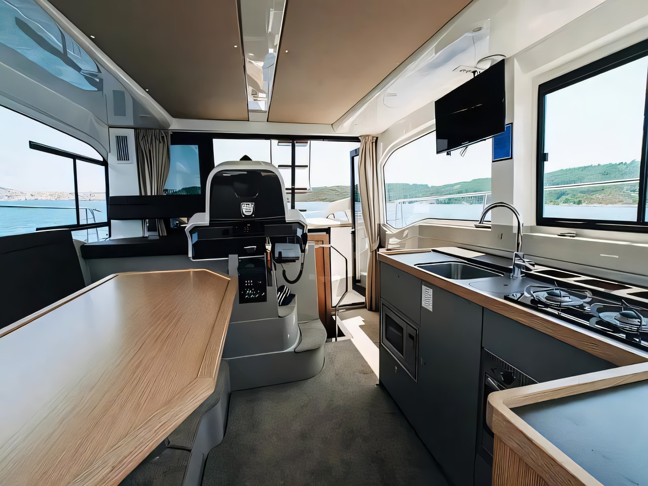 Layout of Bavaria E40 Fly motor boat with 3 cabins Croatia yacht charter