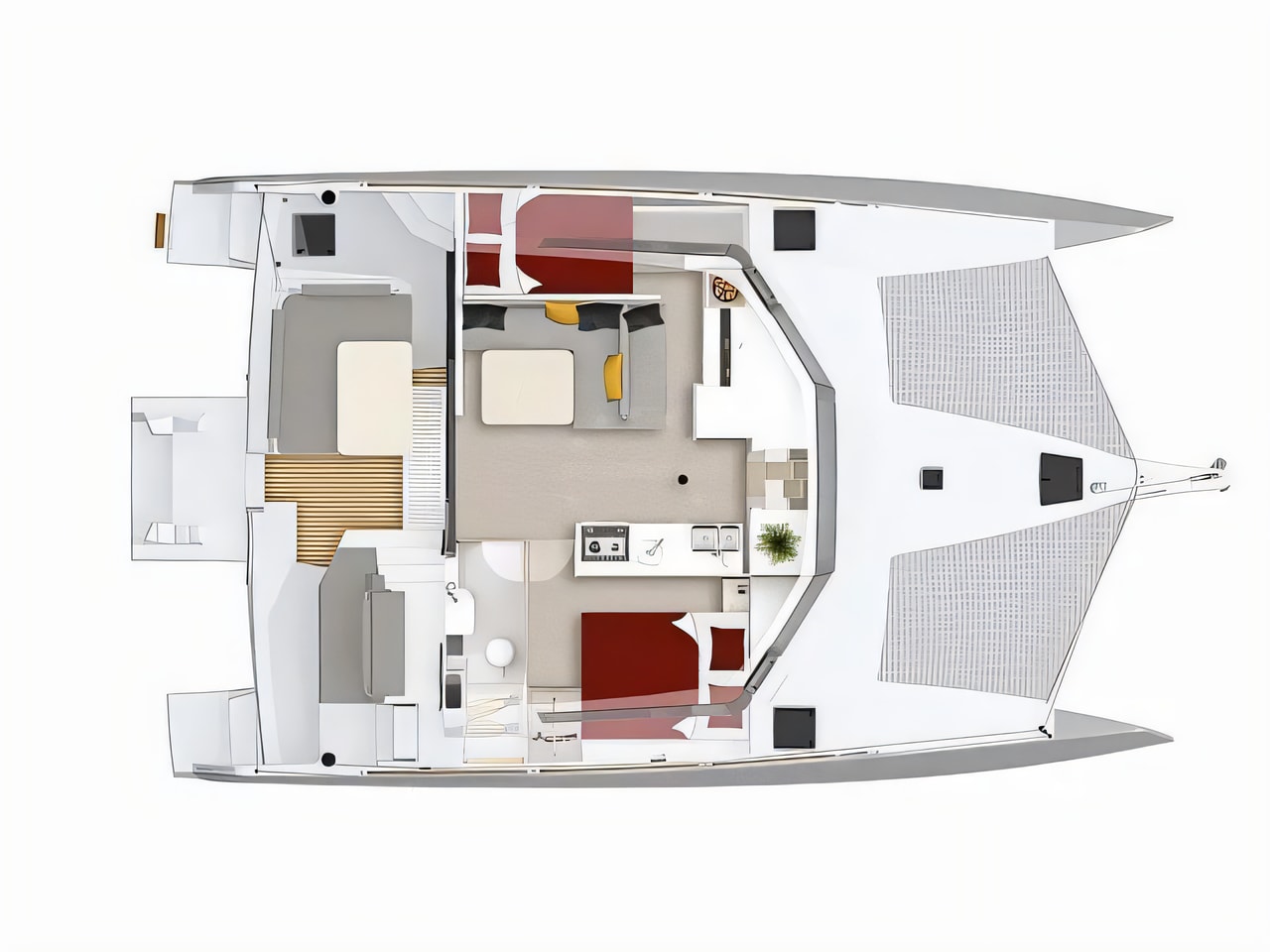 Interior of Neel 43 catamaran with 3 cabins Croatia yacht charter