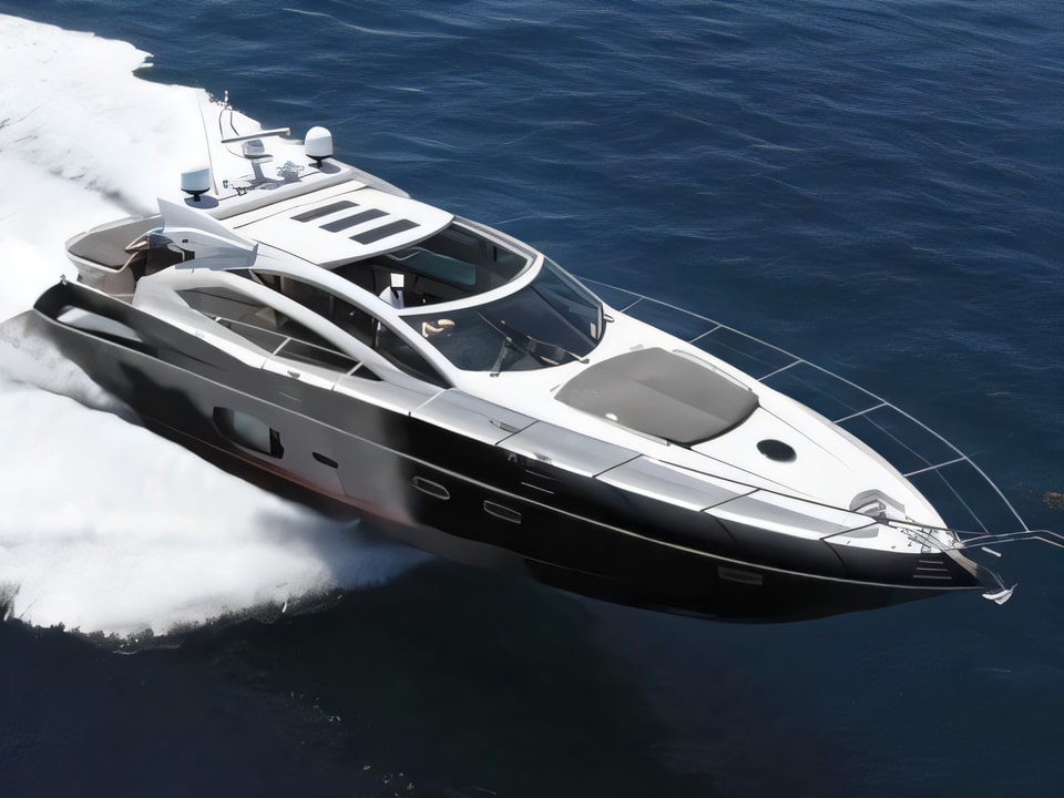 Exterior overview of Sunseeker Predator 64 motoryacht for charter from Krk Marina Punat in the Istria / Kvarner sailing area Croatia