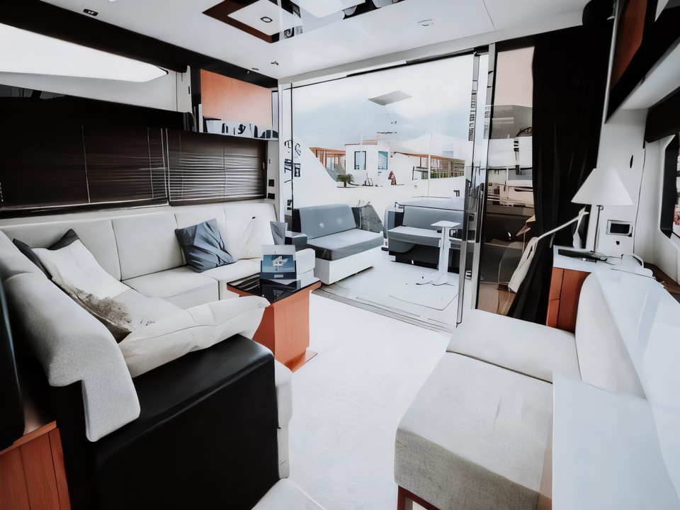 Interior of Sunseeker Predator 64 motoryacht with 4 cabins Croatia yacht charter