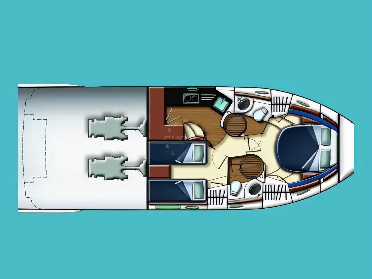 Interior of Azimut 43 Fly motor boat with 2 cabins Croatia yacht charter
