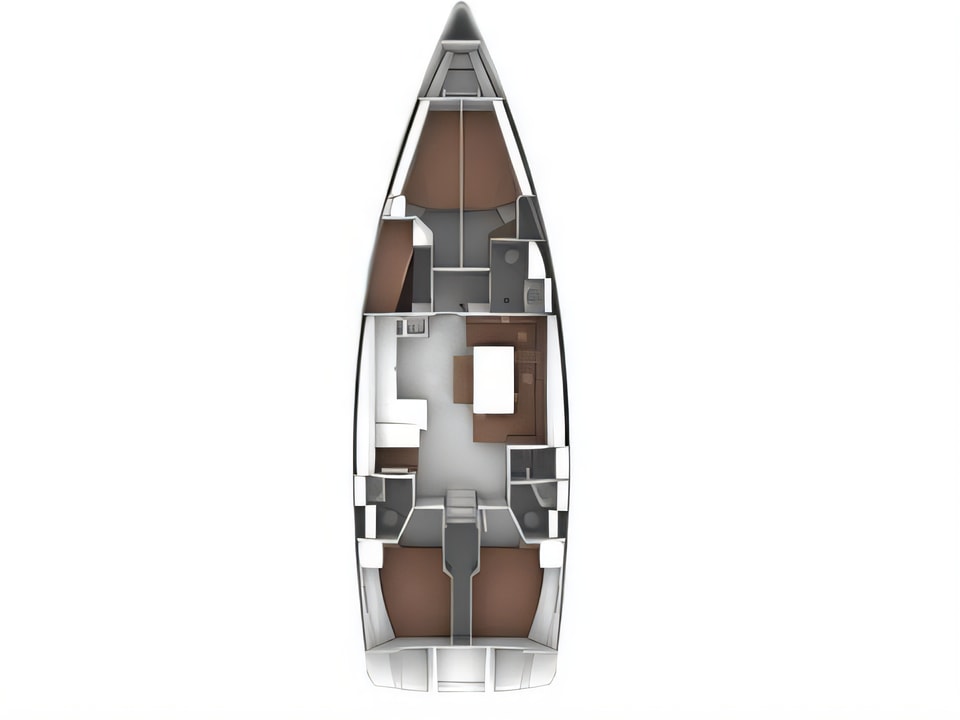 Layout of Bavaria Cruiser 51 sail boat with 5 cabins Croatia yacht charter