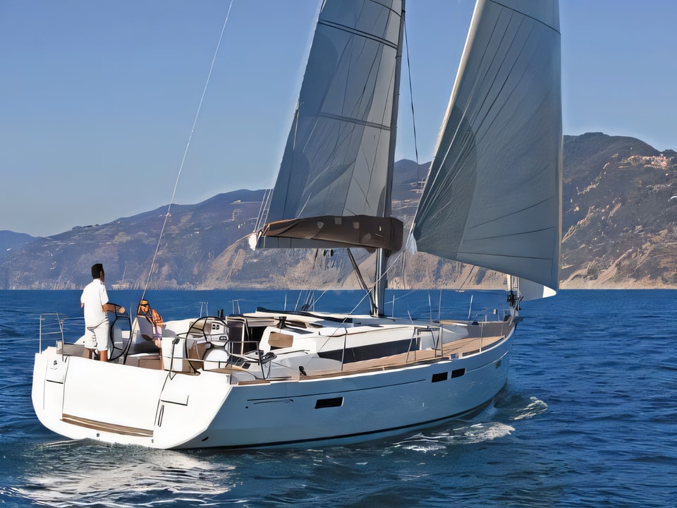 Exterior overview of Sun Odyssey 479 sail boat for charter from Sukosan Marina Dalmacija in the Zadar sailing area Croatia