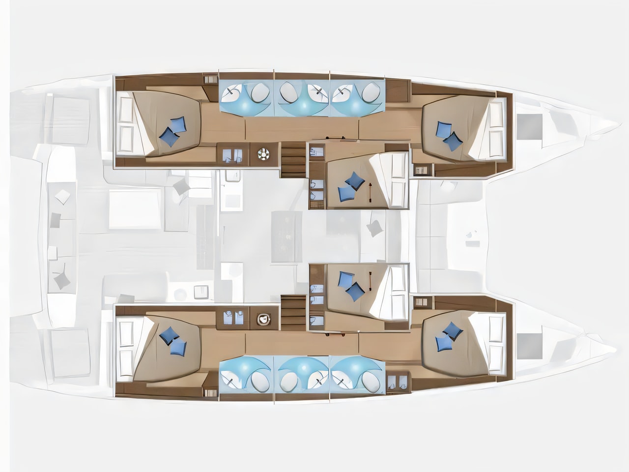 Interior of Lagoon 50 catamaran with 7 cabins Croatia yacht charter