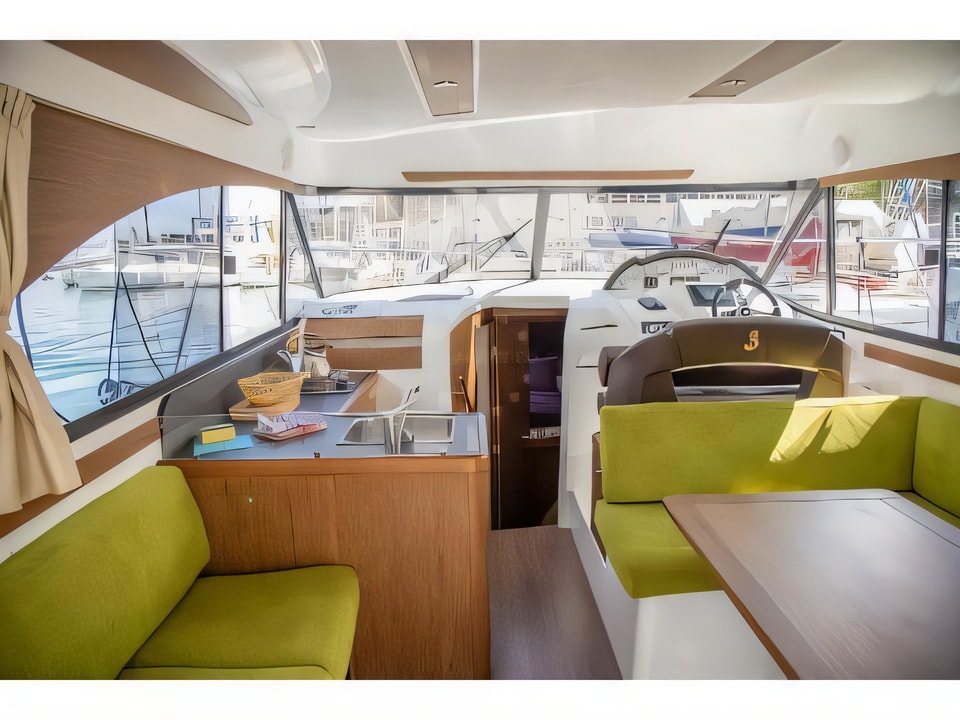 Interior of Antares 36 motor boat with 2 cabins Croatia yacht charter