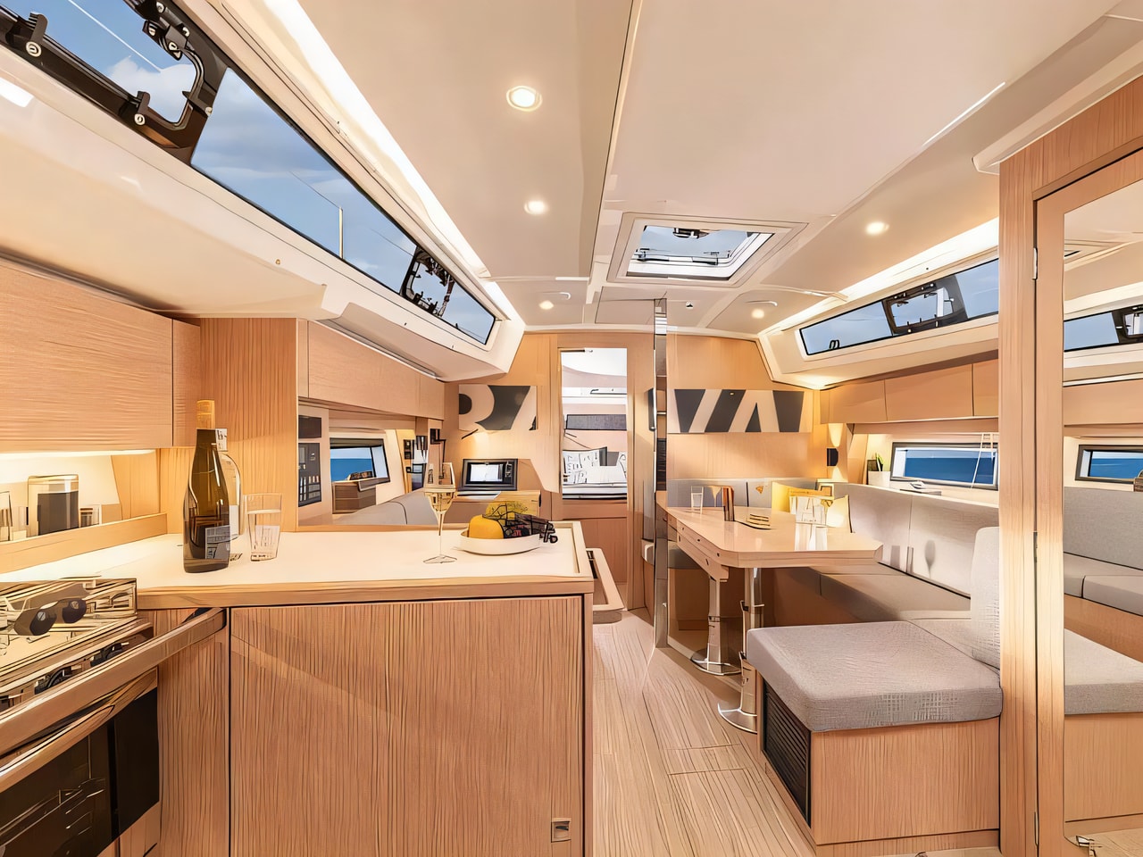 Layout of Bavaria C38 sail boat with 3 cabins Croatia yacht charter