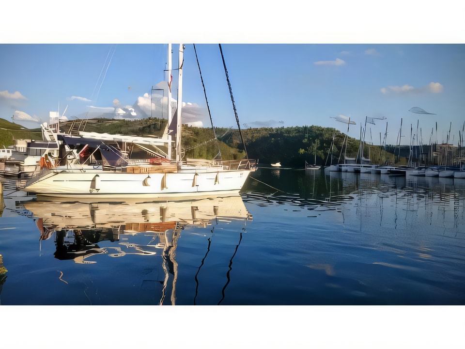 Exterior overview of Bavaria 42 sail boat for charter from Pirovac in the Sibenik sailing area Croatia