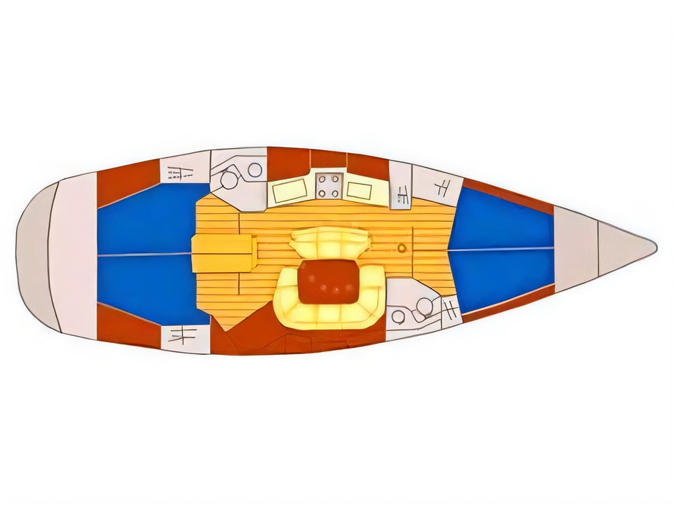 Layout of Sun Odyssey 45.2 sail boat with 4 cabins Croatia yacht charter